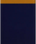 Vertical abstract artwork with solid brown and blue halves