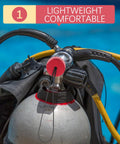 Diving Tank Valve Cover With Cord Threaded Scuba Valve Cap Protector for air tanks built to last, attached to a scuba gear.