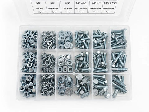 Solid 425-Piece Metric Class 8.8 Hex Bolt Kit With Matching Nuts Washers In M6 M8 And M10 Sizes organized storage for heavy duty repairs.