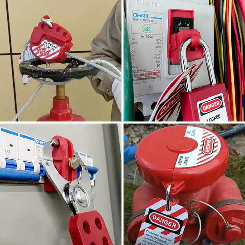 2 In 1 Lockout Tagout Kit For Electrical Safety Includes Clamp On Circuit Breaker Lockouts Universal Multi Pole Breaker Hasps Tags