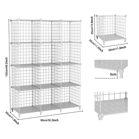 Heavy Duty 12 Cube Metal Wire Storage Rack Stackable Open Shelving System For Closet Bedroom Office Built Tough Easy Peasy Setup Holds All Your Gear Dust Resistant Keeps Life Tidy White