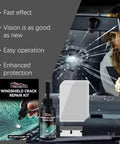 DIY Windshield Repair Kit For Chips And Minor Cracks With Liquid Glass Resin And Glue Upgraded Cracks Gone Glass Repair Set shown in use