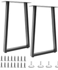 Beefy Heavy Duty Square Tube Metal Table Legs Set Of 2 With Adjustable Feet And Anti Rust Matte Black Finish 17.7 W x 28 H