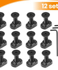 Slick 12 Piece T Nut And Screw Replacement Bundle For M Rail And M Loc Tactical Mounts With Picatinny Rails and three hex wrenches.