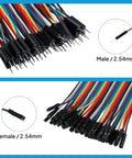 240-Piece Dupont Jumper Wire Kit With 10cm And 20cm Cables showing male and female connectors in multicolor.