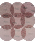 Grab These Fafeicy 50 Pc Mesh Sanding Discs For Drywall That Are Dustless And Non Clogging With 120 Grit To Smack Out Smooth Finishes Without The Messy Cleanup Hassle On Paint And Filler Fast - Various sanding disc grits displayed in round shapes.