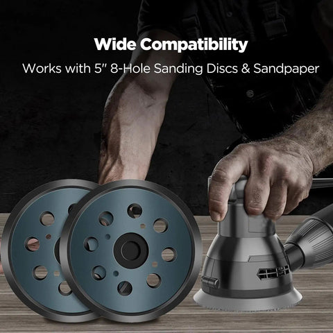 2 Pack 5 Inch Orbital Sander Replacement Pads With 8 Hole Dust Extraction And 4 Screw Holes Hook And Loop Mount Quick Swap Compatible With Random Orbital Sanders OS-01 For Clean Finishes And Pro Level Sanding