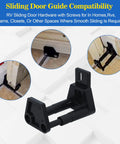 RV Sliding Door Guide Kit, Barn Door Floor Guide And Adjustable Wall Mount Sliding Door Guide With Screws, Black 2-Pack shown in use on door