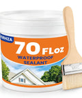 Straight Up Clear Waterproof Sealant Crushes Dripping Leaks And Cracks Fast in 70 Floz container with brush for easy application.