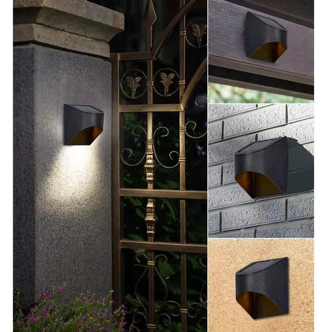 8 Pack Outdoor Metal Solar Deck Lights For Steps And Walkways Dope LED Fence Lights Decor For Garden Pathway, wall-mounted, night view