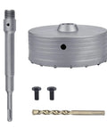 Heavy Duty Concrete Hole Saw 160 Millimeter 6.3 Inch With 220 Millimeter Sds Plus Shank Rod and drill bits for masonry projects.