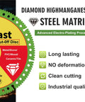 Indestructible Multi Material Cut Off Disc For Angle Grinders with advanced electro-plating and diamond steel matrix.
