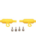 Boss Level Waterproof In Line Fuse Holder For Marine Rigs 20 Amp AGC Compatible, bright yellow, 2-pack, with metal connectors.