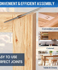 Heavy Duty Pocket Hole Screws 1 Inch Set used in wood joinery for tables and cabinets, showing concealed joints and assembly
