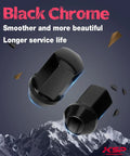 14x1.50 Lug Nuts Set Black Chrome Closed End Acorn Wheel Lug Nuts on mountain background, highlighting durability.