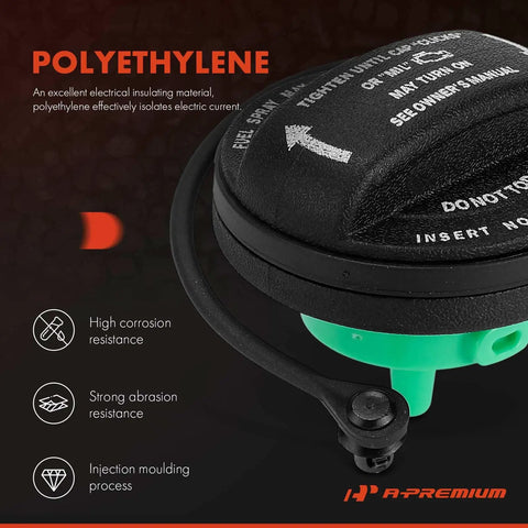 Gas Cap Fuel Cap Compatible With Volkswagen Jetta Golf GTI Golf Alltrack R SportWagen And Audi A4 Q5 A5 Allroad RS5 S4 S5 S8 SQ5 Direct Fit Easy Install OEM Replacement made of polyethylene showcasing corrosion resistance and injection molding.