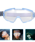 Job Site Ready Blue Industrial Safety Goggles Featuring Impact Resistant Polycarbonate Lenses And Secure Side Shields For Tough Workshop Cutting And Grinding Projects view from front with adjustable strap