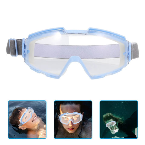 Job Site Ready Blue Industrial Safety Goggles Featuring Impact Resistant Polycarbonate Lenses And Secure Side Shields For Tough Workshop Cutting And Grinding Projects view from front with adjustable strap