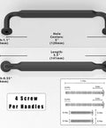 10 Pack Matte Black Cabinet Pulls 5 Inch Center To Center Solid Zinc Alloy Kitchen Drawer Handles dimensions measured with screws