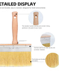 Close-up view of 5x15 brush from 3-Piece Deck Stain Brush Set for Limewash and Wood Stain, showing wood handle and durable bristles.