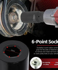 22mm Harmonic Balancer Socket Tool in action on vehicle crank bolt, 6-point design for effective pulley removal, 1/2 inch drive