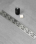 24 Inch Brushed 304 Stainless Steel Linear Shower Drain With Removable Grate High Flow 60 Liters Per Minute 2 Inch Outlet