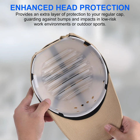 Person holding 4 Pack PE Lined Bump Cap Inserts, Lightweight Universal Head Protection, White, Fits 58 to 62 cm Heads