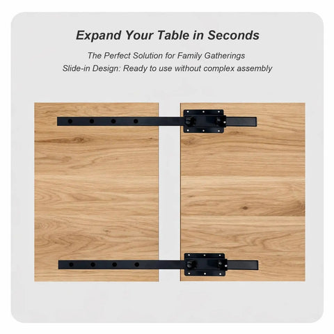 Beefy Table Extension Brackets Set Of Four With 26 Inch Steel Support Rails For DIY Dining Tables Matte Black Hardware For Smooth Slide In Leaf Expansion on wood table leaves