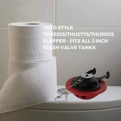 Universal 3 Inch Flush Valve Toilet Flapper With Chain And Hook Rubber Tank Seal Next to Toilet Paper
