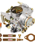 Image of a 34 Pict-3 Dual Port Carburetor For 1600cc VW Air Cooled Beetles And Buses 12V Engine With Electric Choke, includes nuts and gaskets.