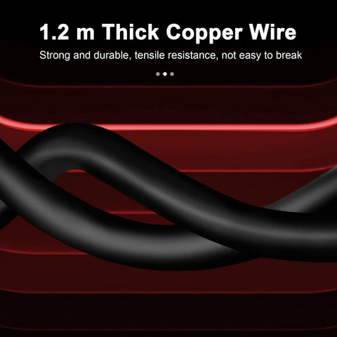 1.2 m thick copper wire, strong and durable, shown in a coiled form against a red background, highlighting tensile resistance.