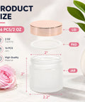 Score 16 Fresh 2 Oz Frosted Glass Sample Jars With Sleek Rose Gold Screw Caps And Tight Inner Liners Boss Grade Vessels dimensions and details
