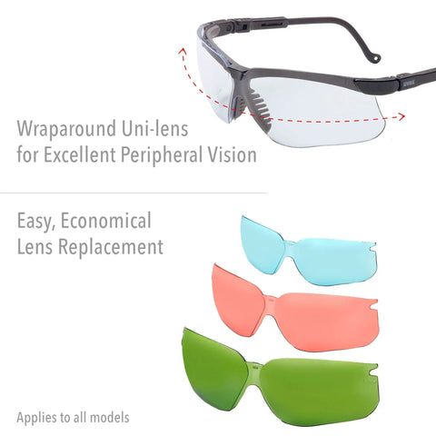 Genesis Safety Glasses With Uvextreme Anti Fog Coating In Vapor Blue Frame and versatile lens tints for indoor outdoor use