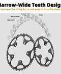 110 130 BCD Chainring Set Narrow Wide 36T 38T 40T 42T 44T 46T 48T 50T 52T 54T 56T 58T 60T With 5 Screws For Road Bike And Folding Bicycle Black Dope Quality Single Speed Only showing narrow-wide teeth design diagram