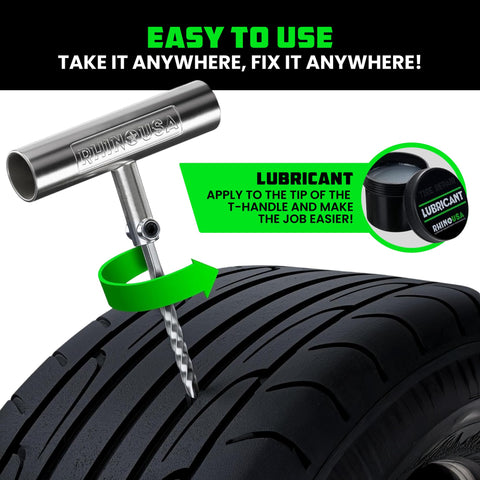 86 Piece Tire Repair Kit For Punctures And Flats Heavy Duty Tubeless Tire Tools for inserting reamer into car tire with lubricant
