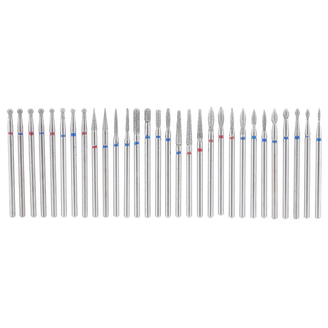 Pro Grade Nail Drill Bits Set For Pedicure And Cuticle Care With Diamond Grit 120 Three Thirty Second Inch Shank Grinding 30Pcs Pack