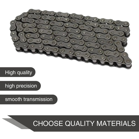 Heavy Duty Steel Chain Master Link Set showing a heavy duty steel roller chain for motorcycle and bike repair in a uniform pattern.