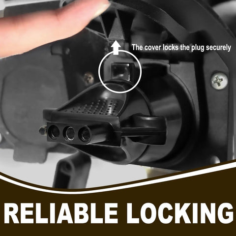 7 Pin To 4 Pin Trailer Adapter 7 Way Blade To 4 Way Flat Trailer Plug Waterproof Connector for secure locking on RV truck.