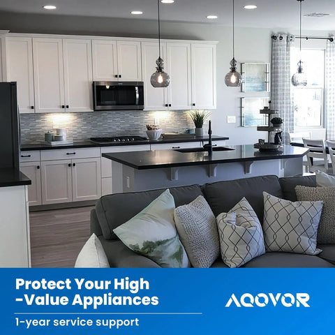 Slick Whole Panel Circuit Breaker Surge Protector Serving 18 Kiloamp Load Across Dual Branch Spaces For Residential Electrical Panels in a modern kitchen.