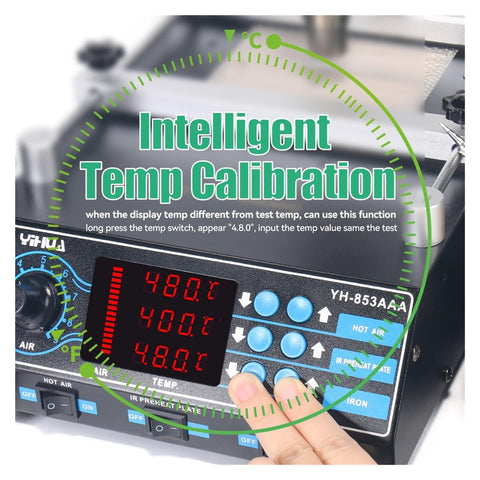 Intelligent temperature calibration on High Power 1200W Soldering And Rework Station With Preheater And Hot Air Gun