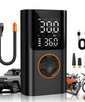 Portable Tire Inflator With Gauge And USB Charging Output, 150 PSI Fast Air Compressor for cars, bikes, motorcycles, scooters and balls