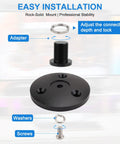 Real Deal Desktop Microphone Stand Crafted For Shure Mv7 Series Models showing threaded mount, adapter, washers, screws for easy installation.