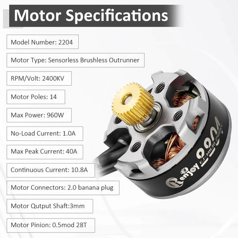2204 2400KV Brushless Outrunner Motor With Transmission And 30A ESC For Axial SCX24 1 To 24 RC Crawler Truck specifications