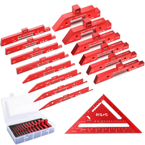 Router Table Setup Blocks Kit 14 Piece Aluminum Set For Woodworking, stackable setup blocks displayed with carrying case