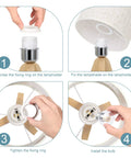 Assembly steps for Set Of 2 Wood Tripod Bedside Lamps With Linen Fabric Shade
