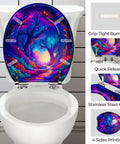 UV Reactive Round Toilet Seat for Bathroom with colorful design, adjustable hinges, and grip-tight bumpers.