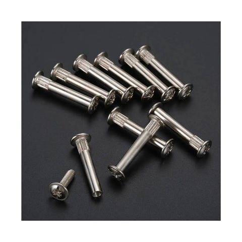 10 Piece M5 Screw And Nut Kit With Male Female Snap Rivets For Cabinets And Furniture Assembly Silver Hardware Set