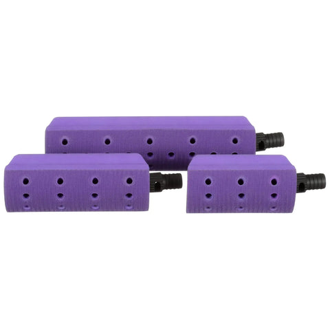 Three purple Lightweight Dust Extraction Flexible Radius Sanding Block Kits with Hookit System for Contour Touchups and Bodylines