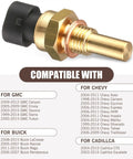 Engine Coolant Temperature Sensor For Delphi III Brass Body Water Temperature Sensor With High Temperature Resistance OEM Numbers 15404280 12191170 60811520 12608814 Durable Plastic Alloy Sensor For Auto Engine Cooling System displayed beside vehicle compatibility list.