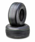 Set of 2 13x5.00-6 Rib Turf Tires for Lawn Mowers and Utility Carts, 4 Ply Tubeless, 440 lb Load, displayed upright and stacked